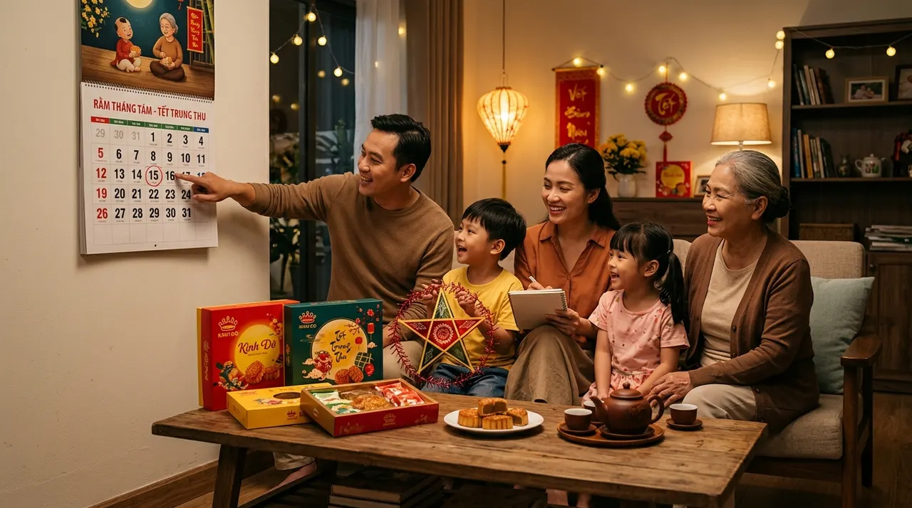 Gia đình lên kế hoạch chuẩn bị đón Tết Trung Thu 2026