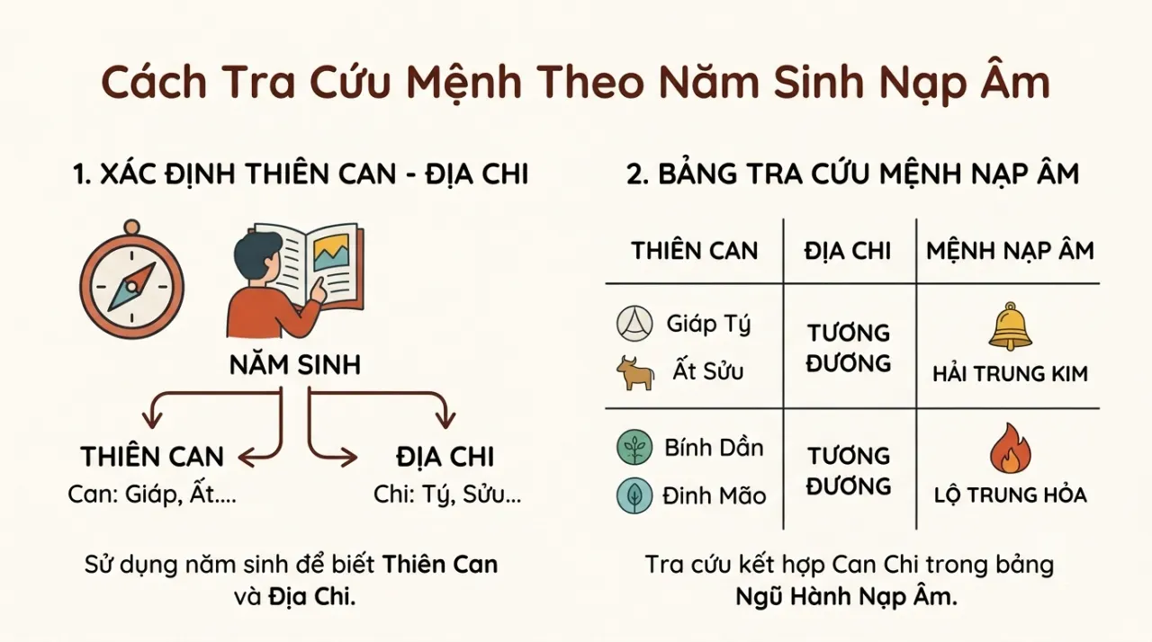 cách tra cứu mệnh theo năm sinh nạp âm