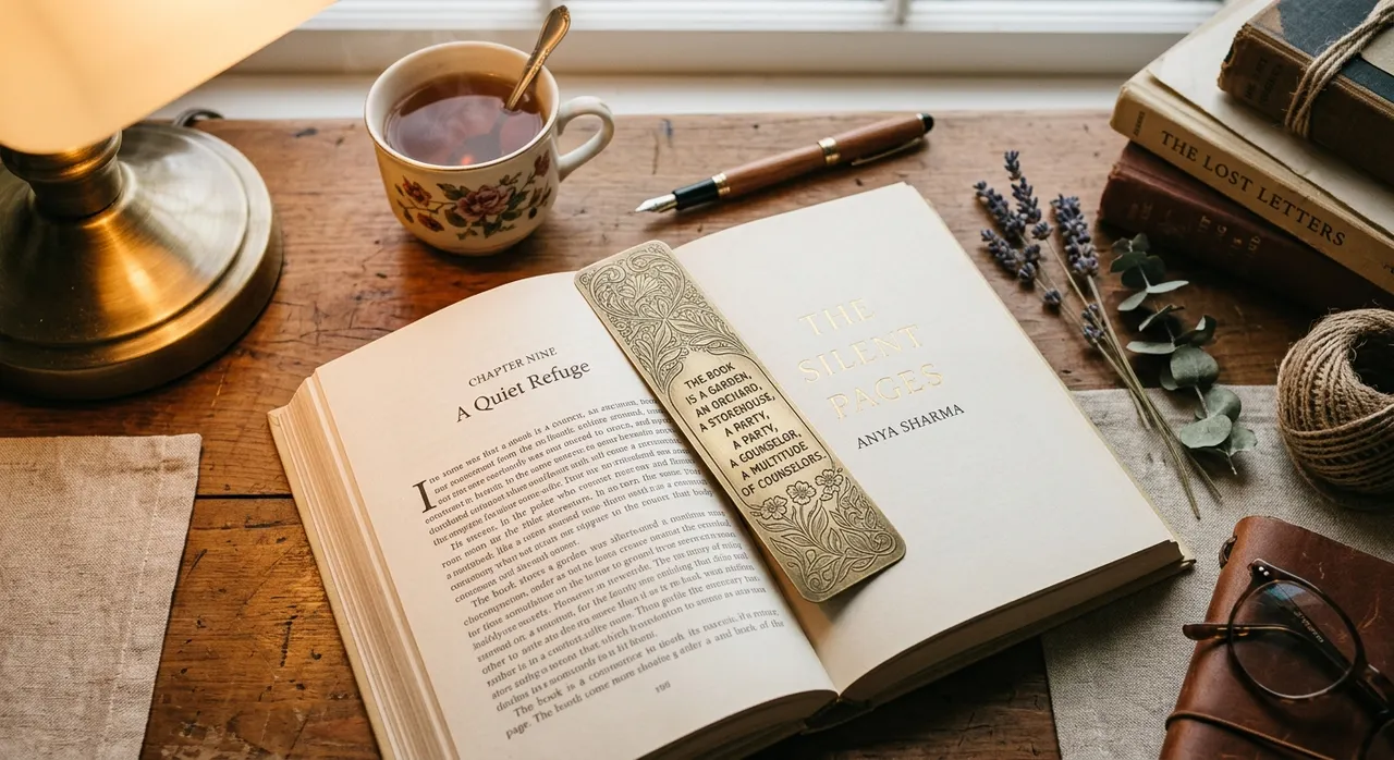 bookmark kim loại khắc tên trên cuốn sách