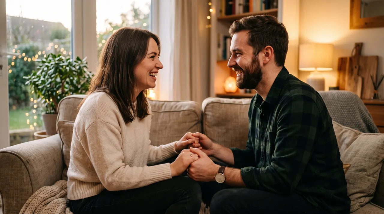 Đôi bạn trẻ lắng nghe nhau bằng ánh mắt và cử chỉ yêu thương