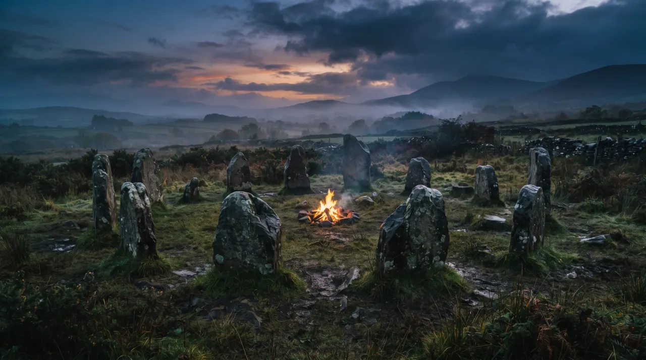 Đá và ngọn lửa gợi lại lễ hội Samhain của người Celt