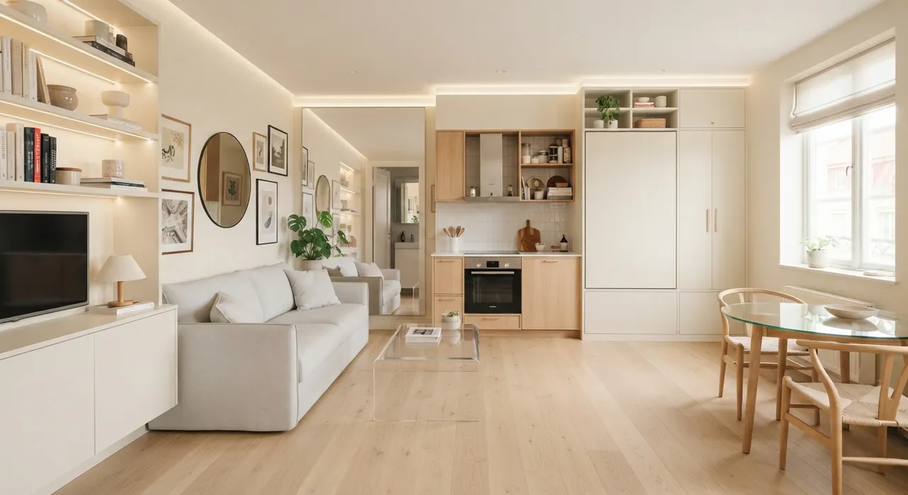 Mẹo decor dùng gương và màu sáng để tạo cảm giác rộng rãi