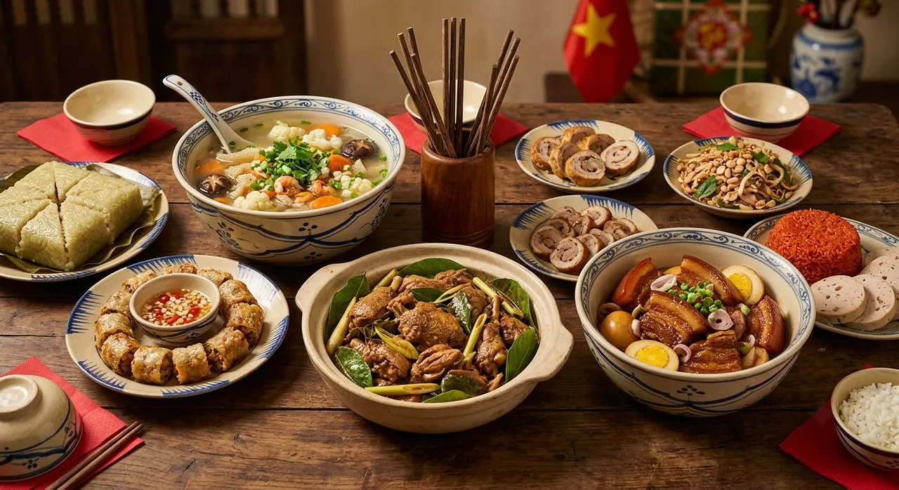 Mâm cỗ Bắc Bộ với các món truyền thống