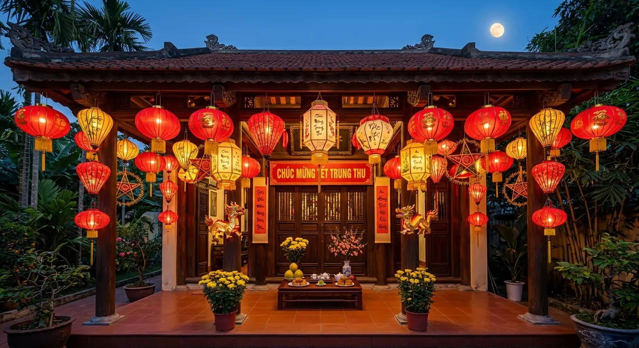 đèn lồng trung thu màu đỏ vàng