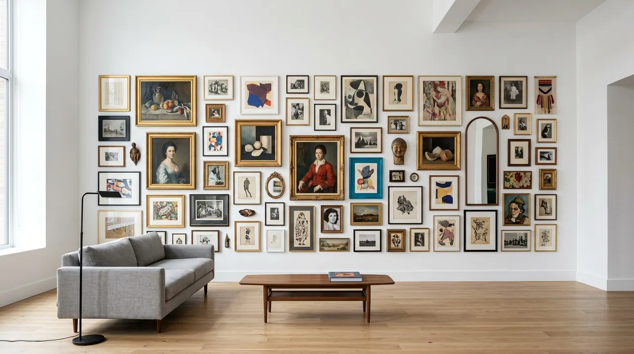 Bức tường gallery maximalist trong không gian minimal