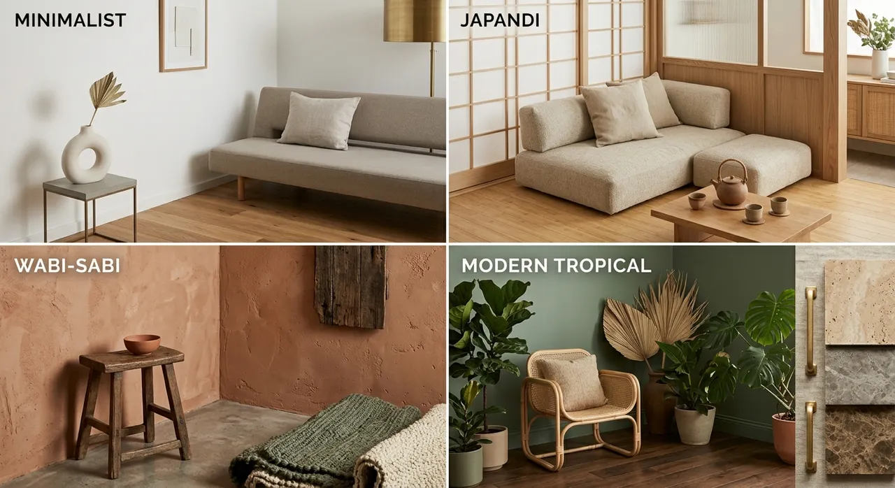 Bảng màu earthy tones áp dụng cho 4 phong cách nội thất