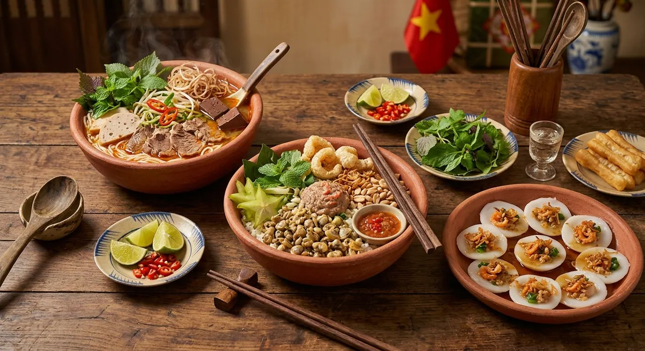 Ẩm thực miền Trung với bún bò Huế và các loại bánh
