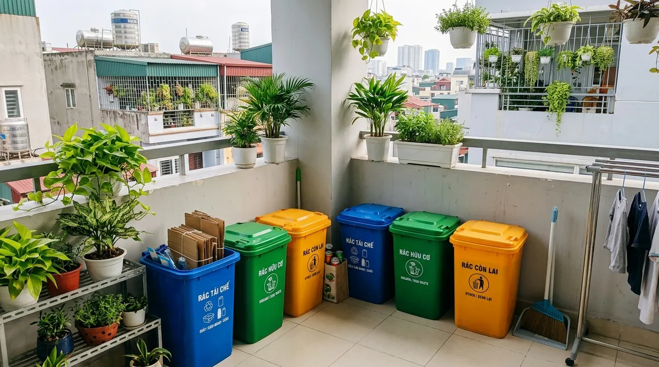 Hệ thống phân loại rác tại nhà ở Việt Nam