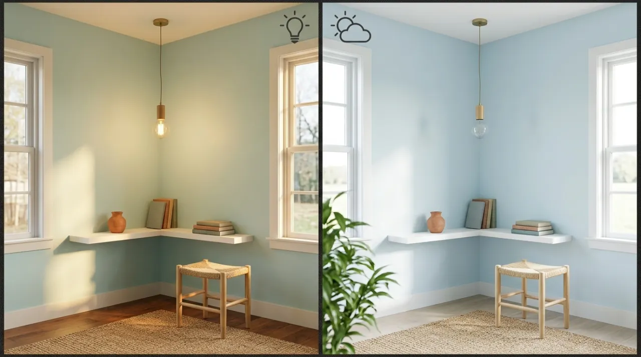 ánh sáng ảnh hưởng đến màu sơn thực tế