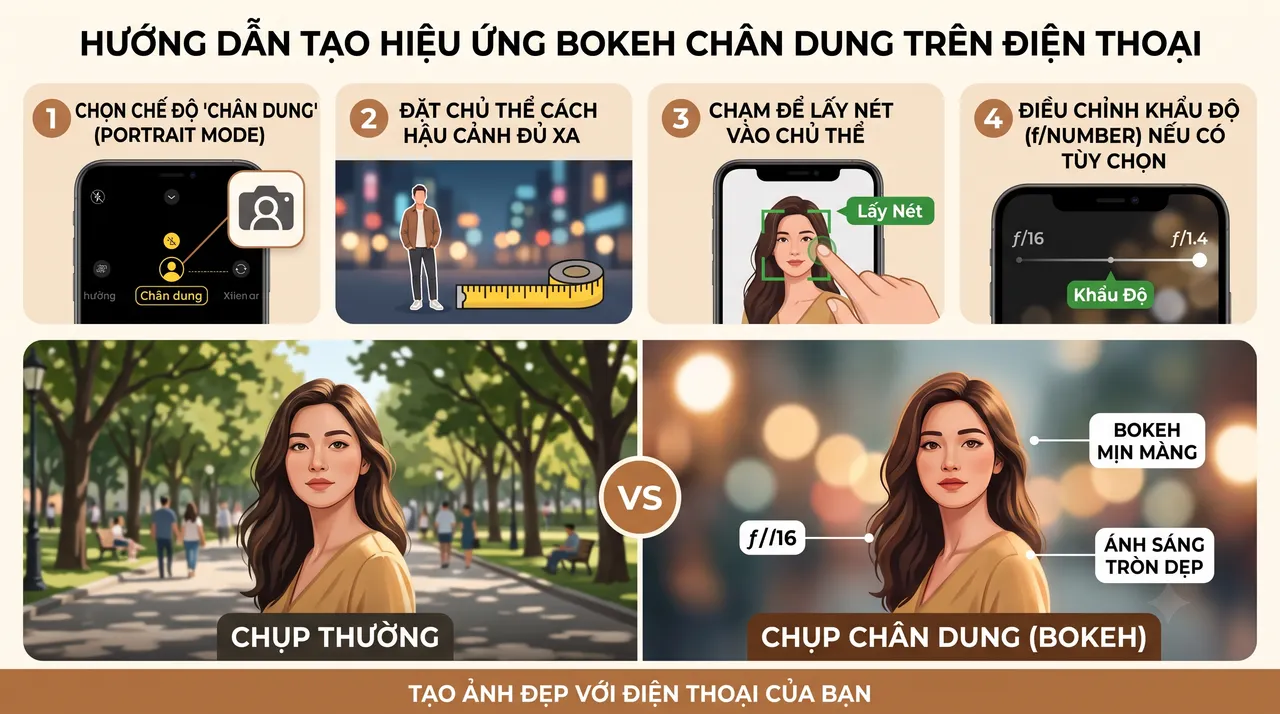Giao diện chế độ Chân dung trên điện thoại thông minh