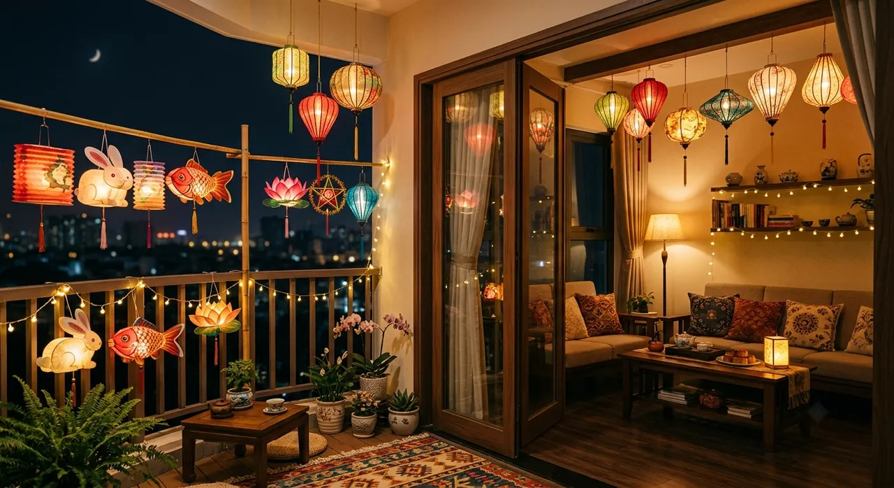 vị trí treo đèn lồng trung thu