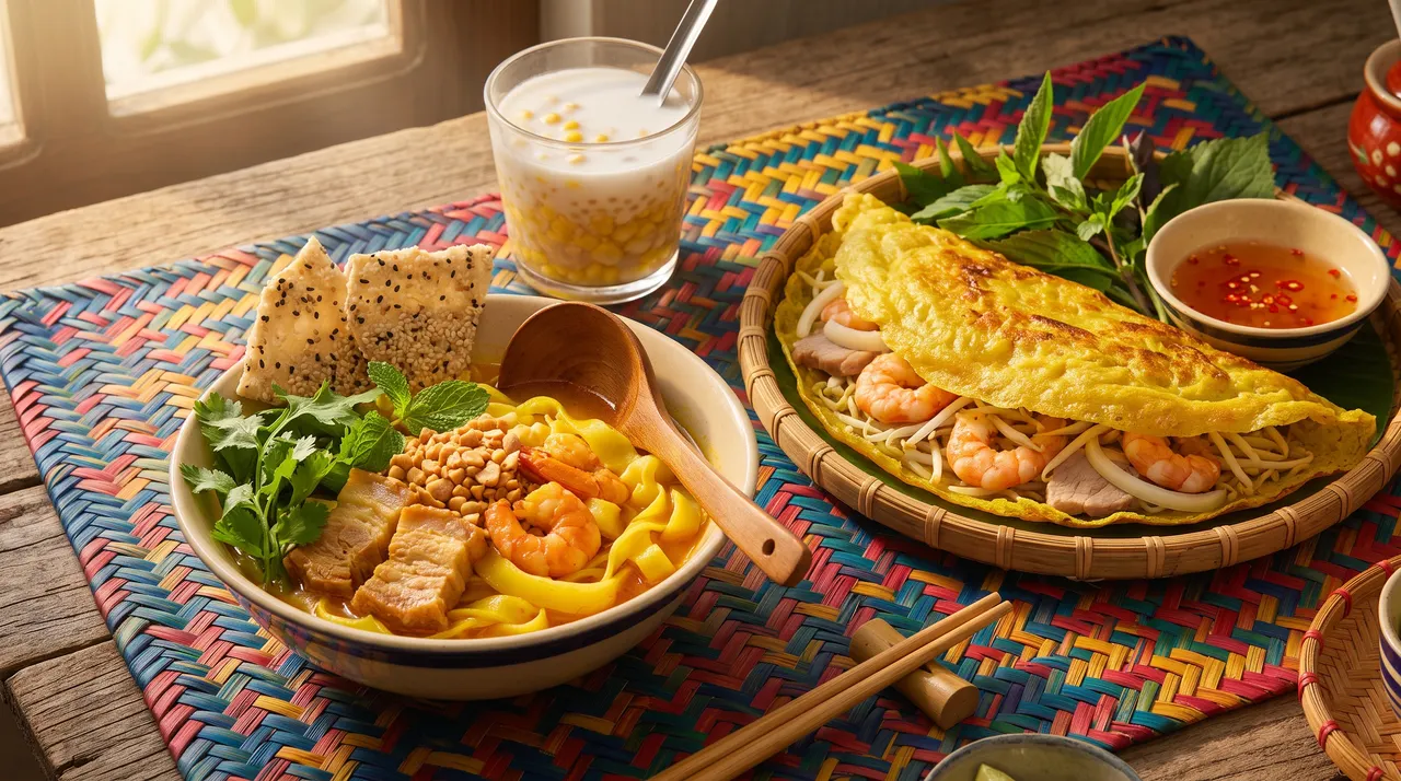 Ba món đặc sản mùa hè miền Trung: mì Quảng, bánh xèo, chè bắp