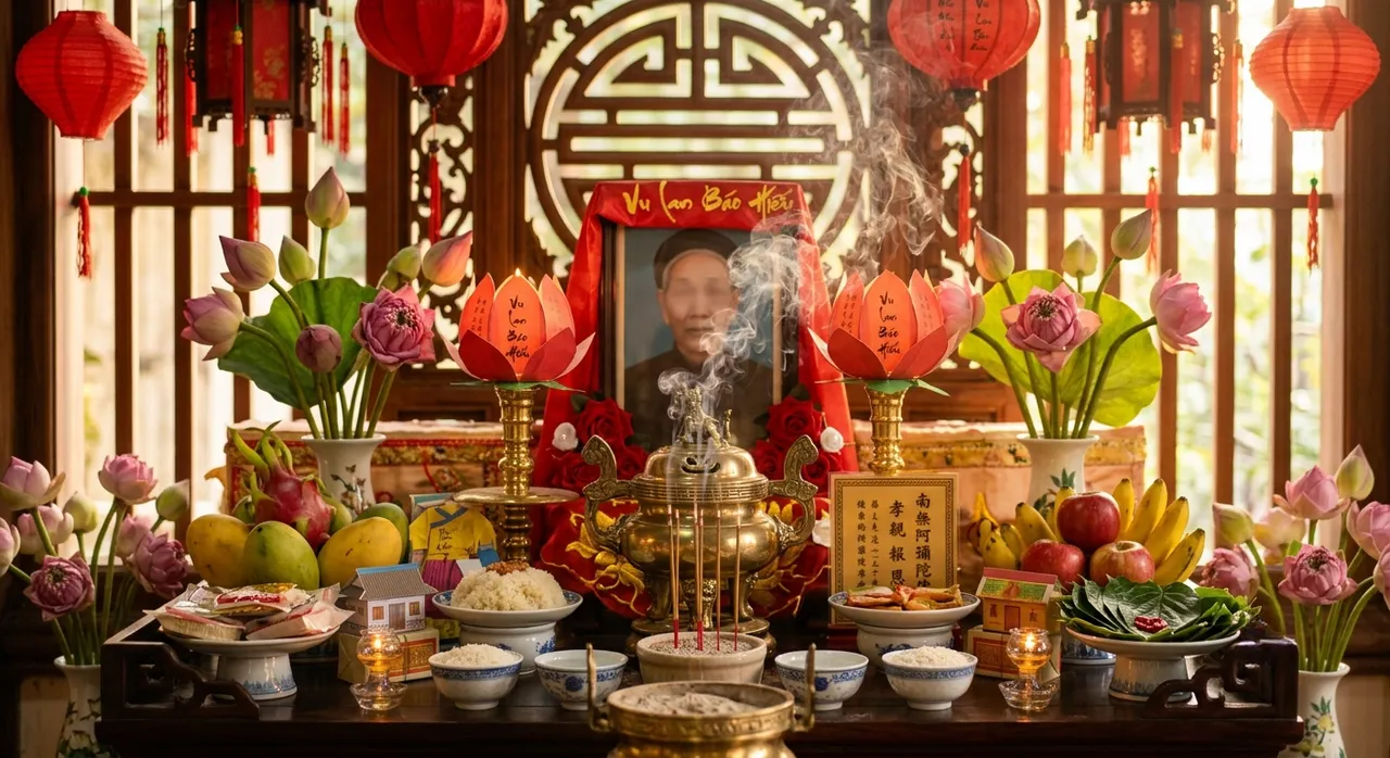 bàn thờ cúng Lễ Vu Lan truyền thống
