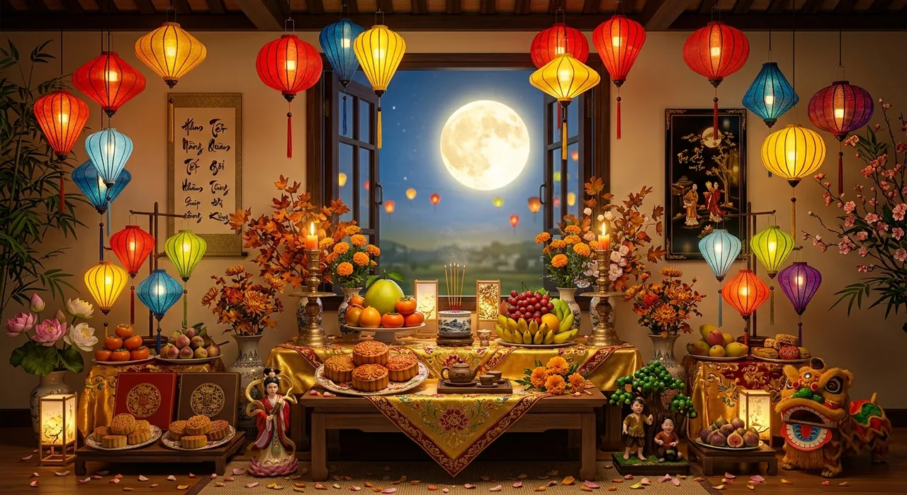 mâm cúng rằm tháng 8 trung thu