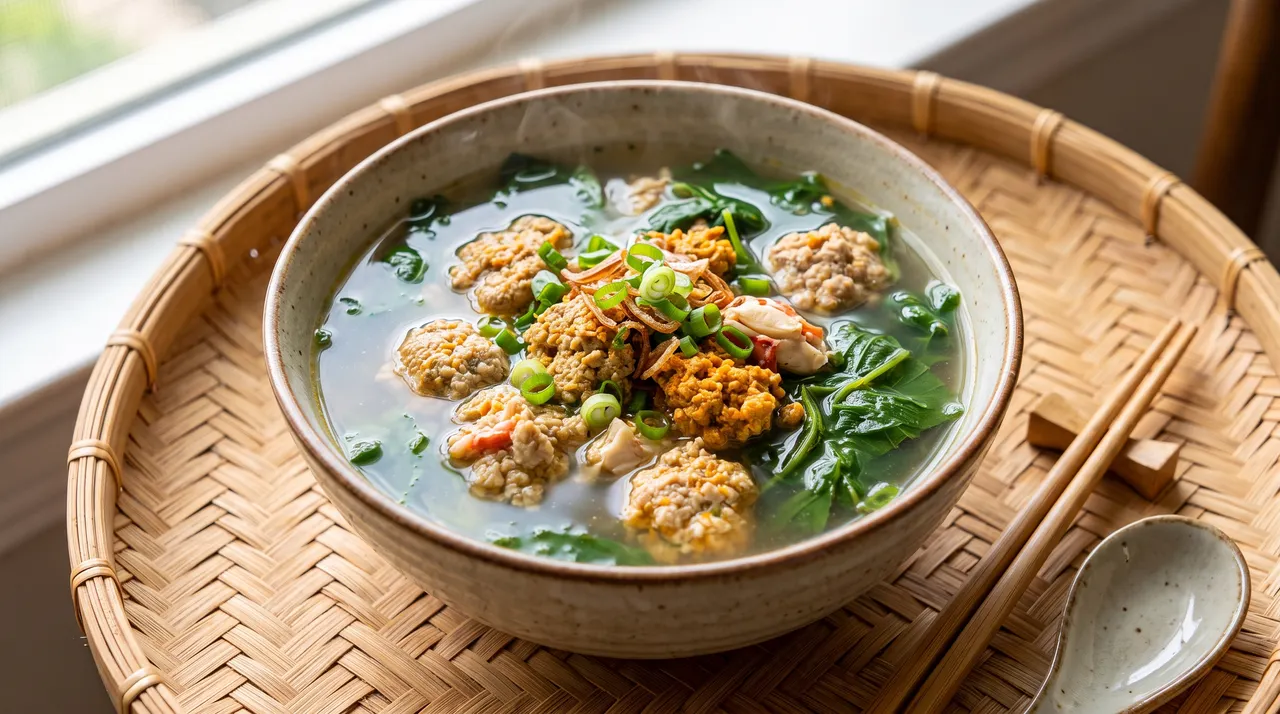 bát canh cua rau đay xanh mướt