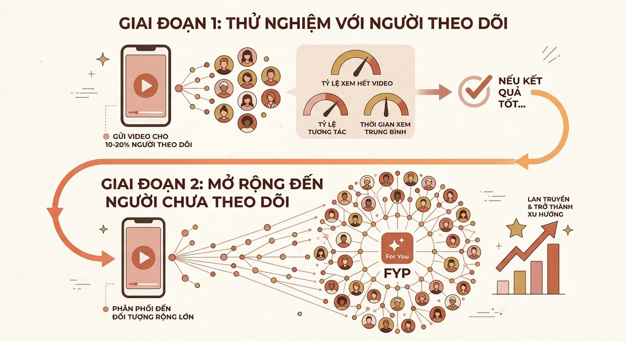 Sơ đồ mô hình Follower-First Testing trên TikTok