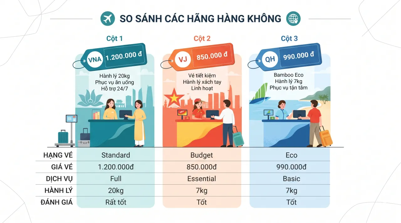Biểu đồ lịch mở bán vé Tết theo từng hãng hàng không