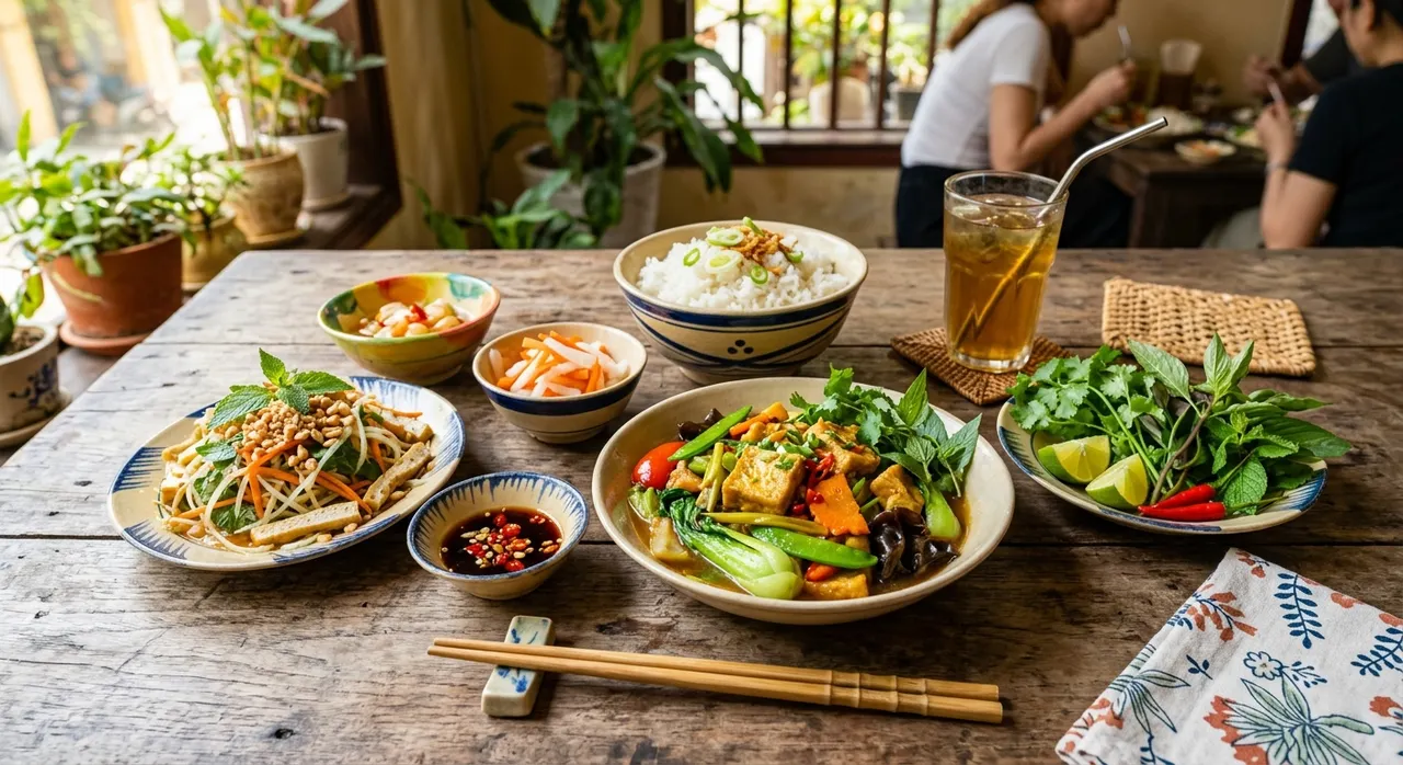 Mâm cơm chay phong phú vào ngày rằm tháng 7