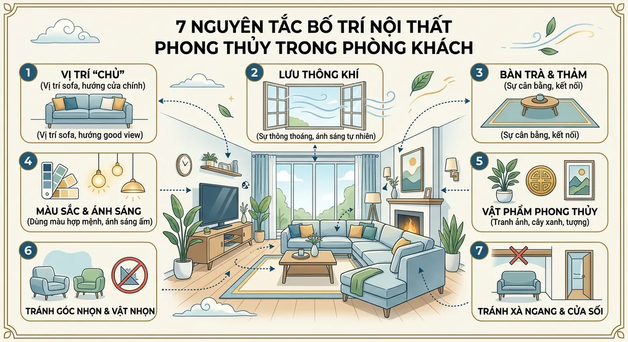 Nguyên tắc bố trí nội thất hợp phong thủy
