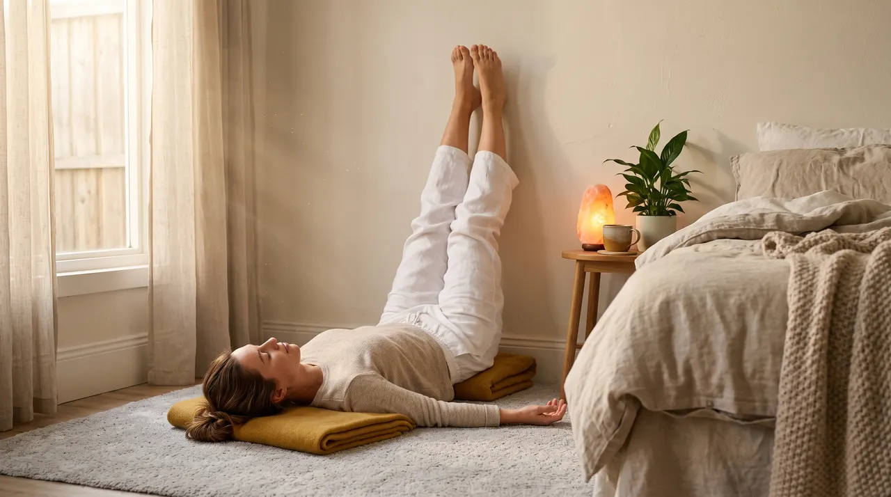 Tư thế chân lên tường Viparita Karani giúp ngủ ngon