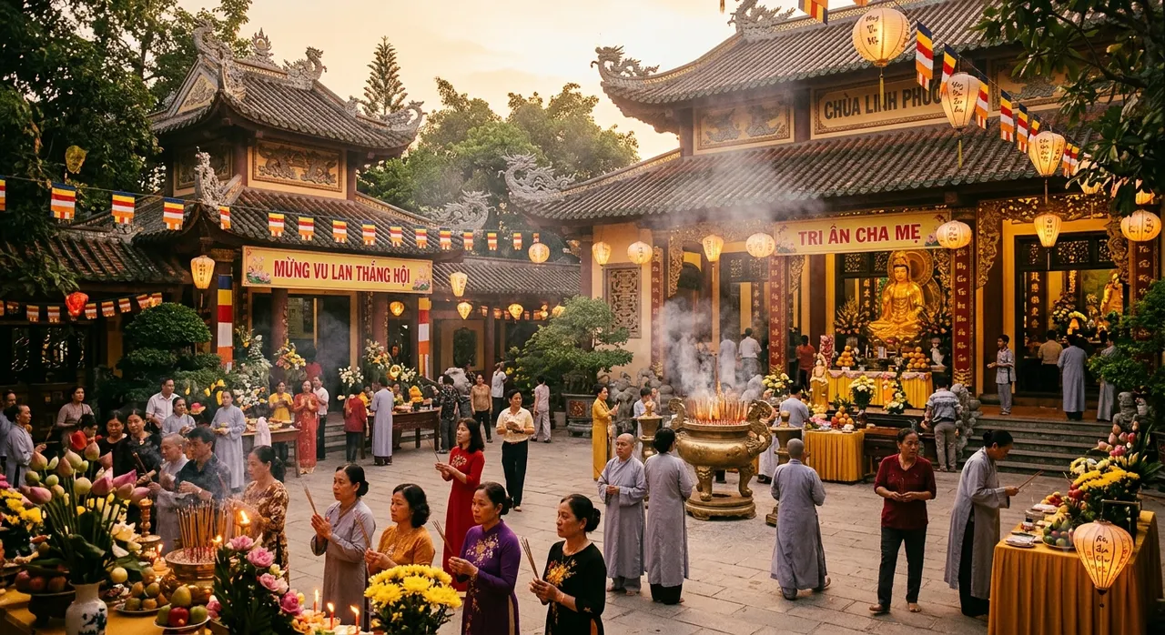 Chùa Việt Nam vào dịp Lễ Vu Lan tháng 7 âm lịch