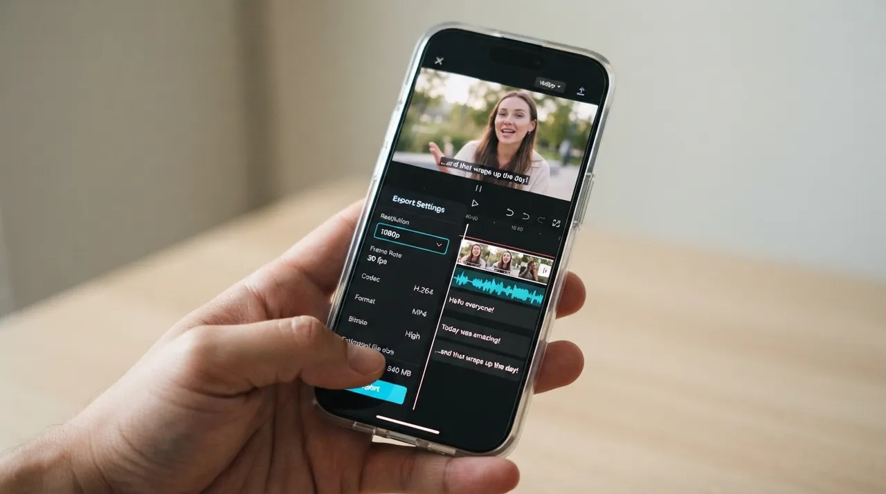Màn hình xuất video 1080p từ ứng dụng dựng trên điện thoại