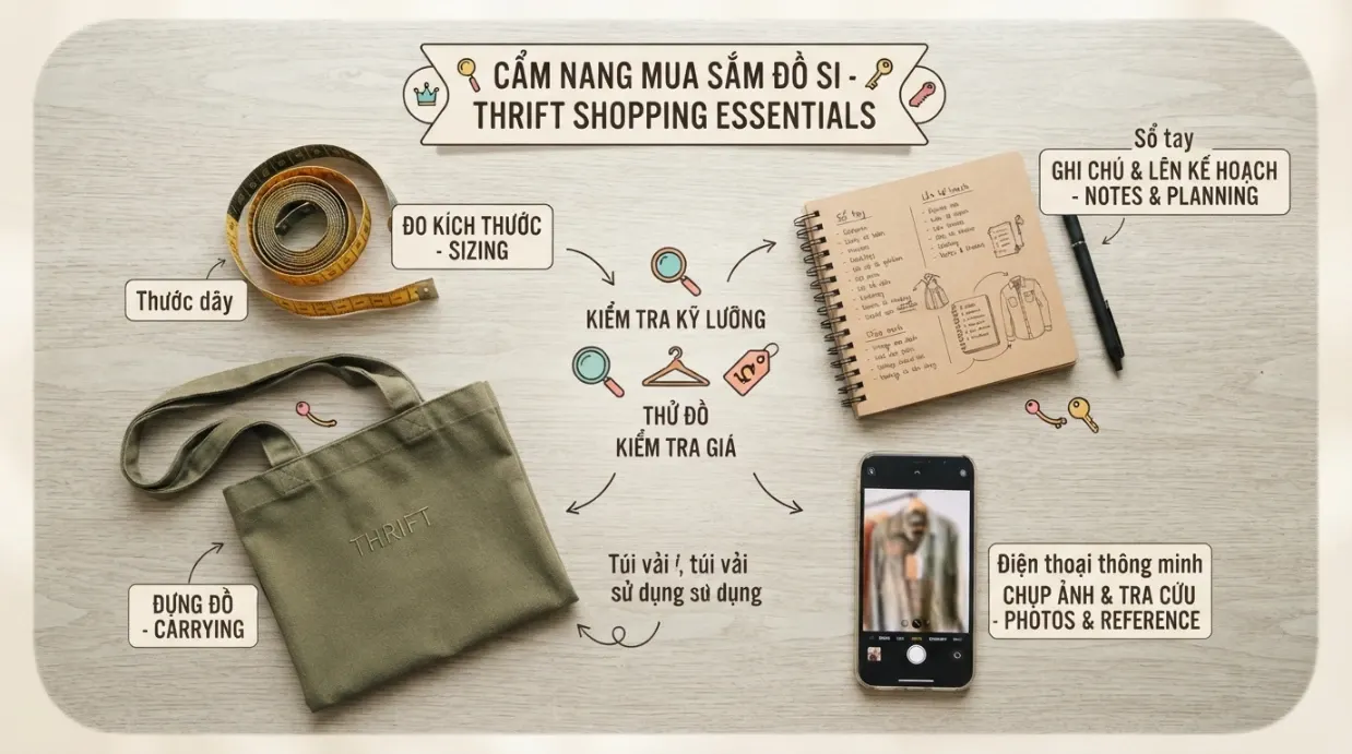 Checklist tóm tắt các bước mua đồ secondhand cho người mới bắt đầu