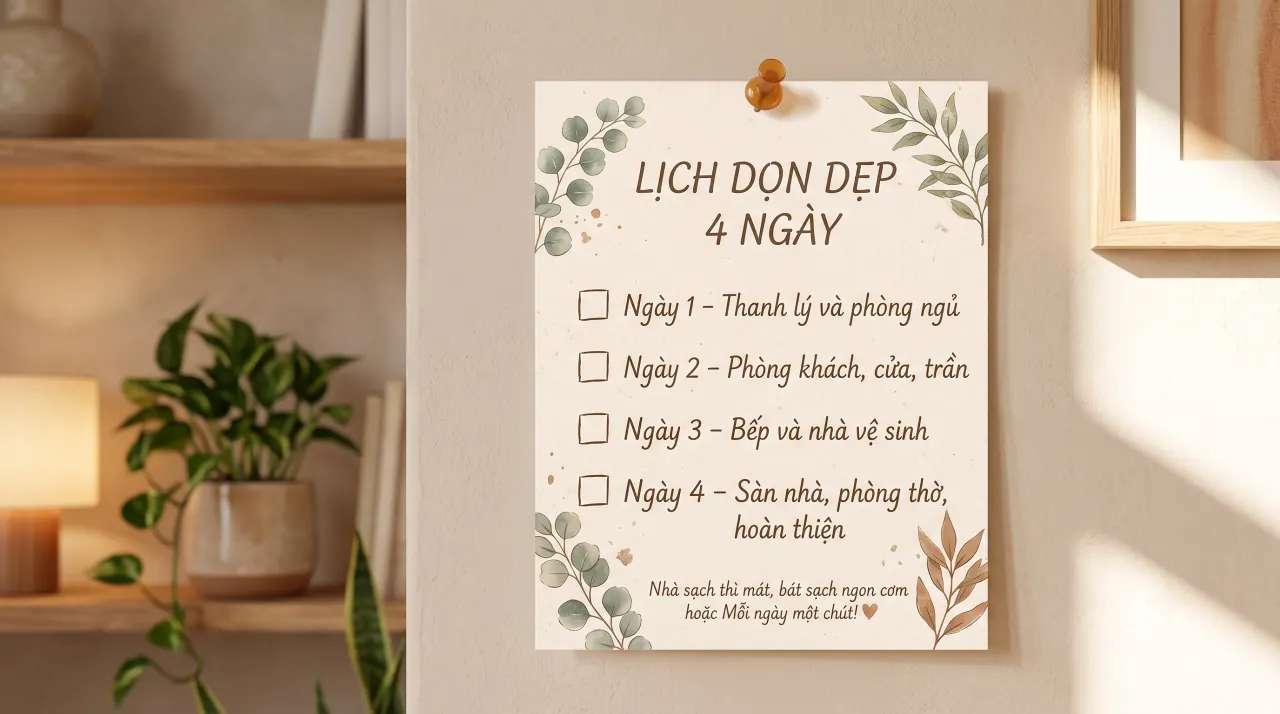 lịch trình dọn nhà 4 ngày cuối năm