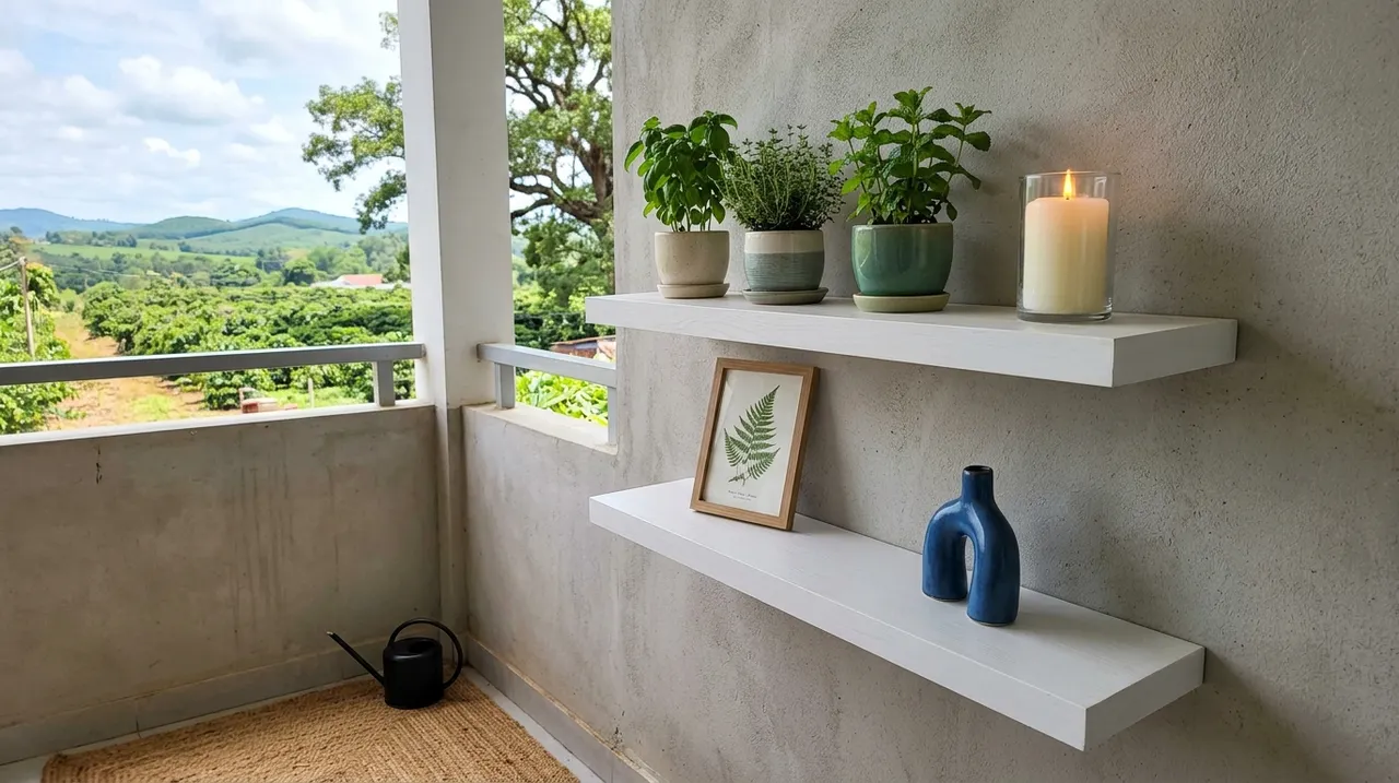 Kệ gắn tường trên ban công nhỏ