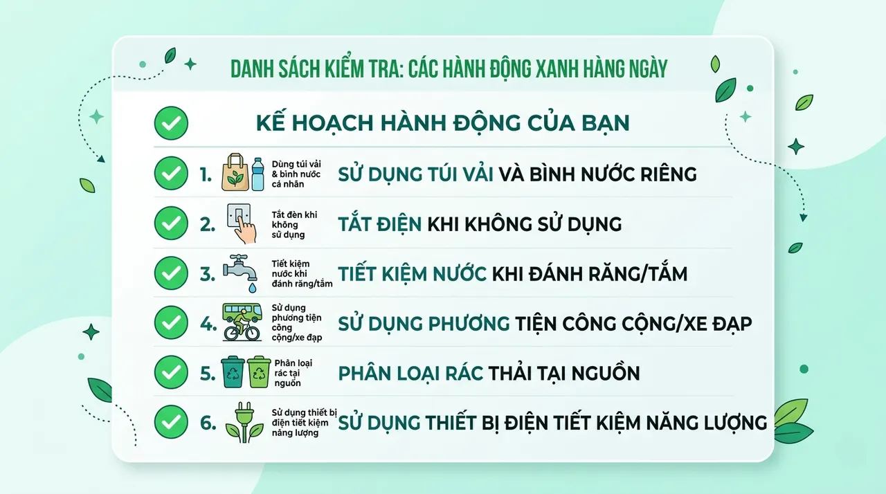 Checklist lối sống xanh 2026