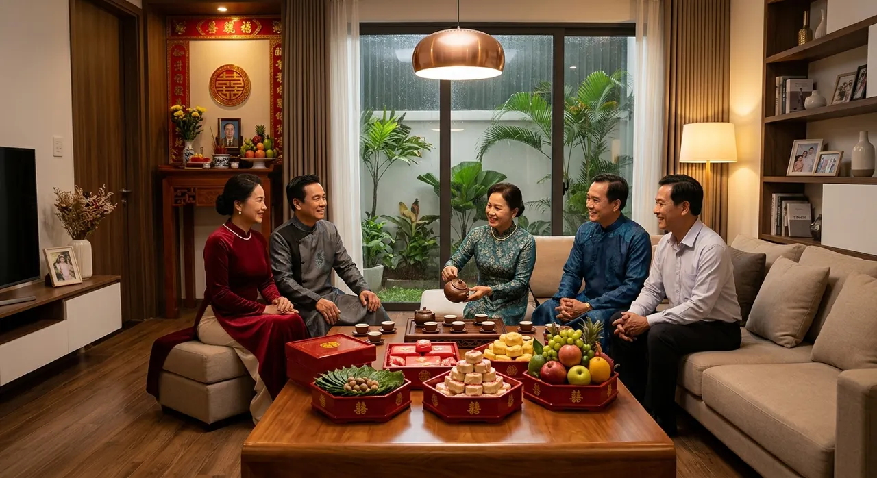 Buổi lễ dạm ngõ với sự tham gia của hai gia đình