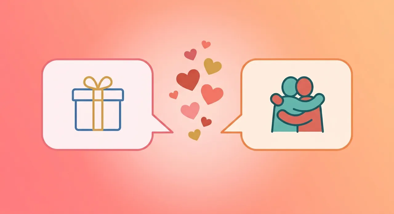 Hai bong bóng thoại với biểu tượng trái tim tượng trưng cho sự khác biệt ngôn ngữ tình yêu