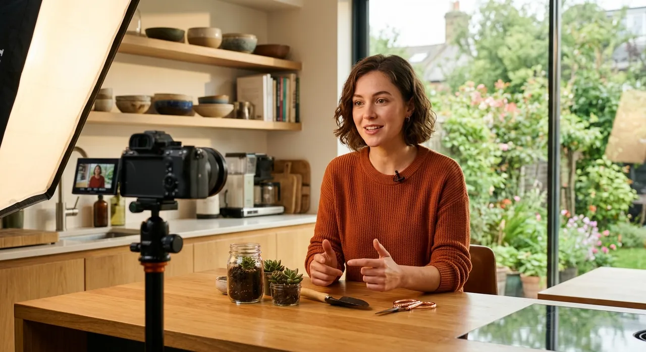 Người sáng tạo nội dung đang quay video hướng dẫn giải quyết vấn đề