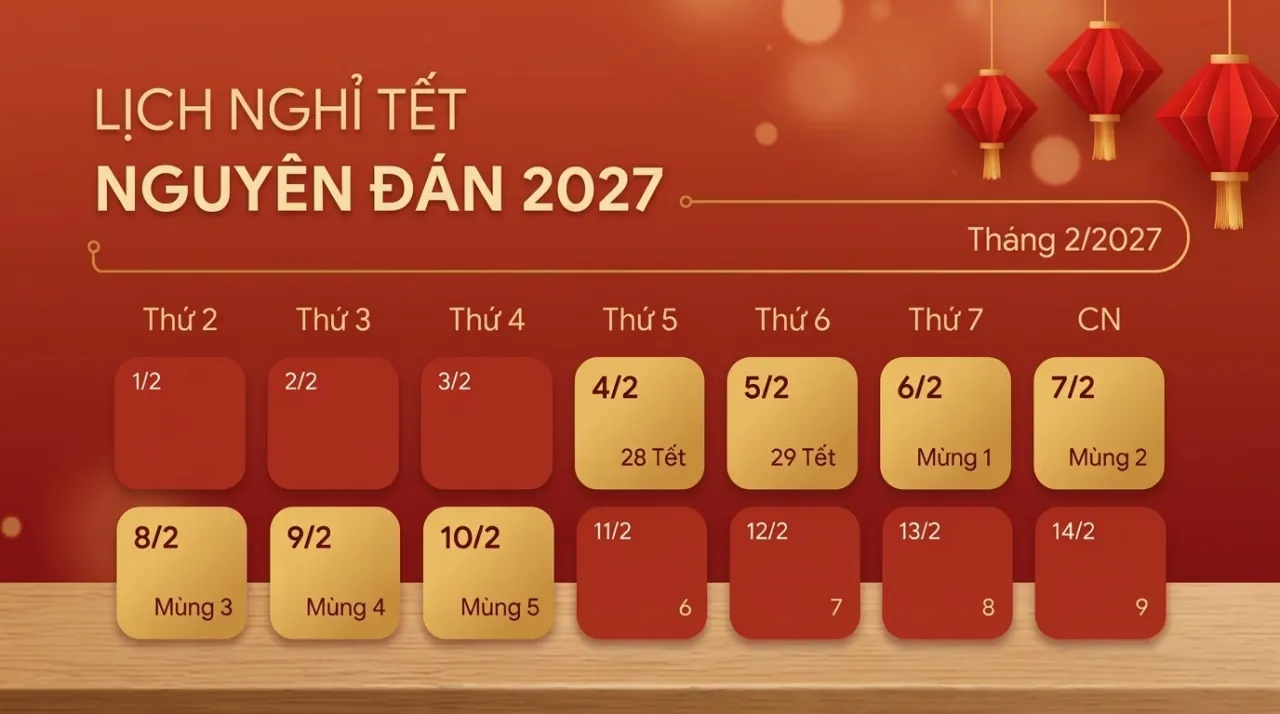 Bảng đối chiếu ngày dương lịch và âm lịch dịp Tết Đinh Mùi 2027