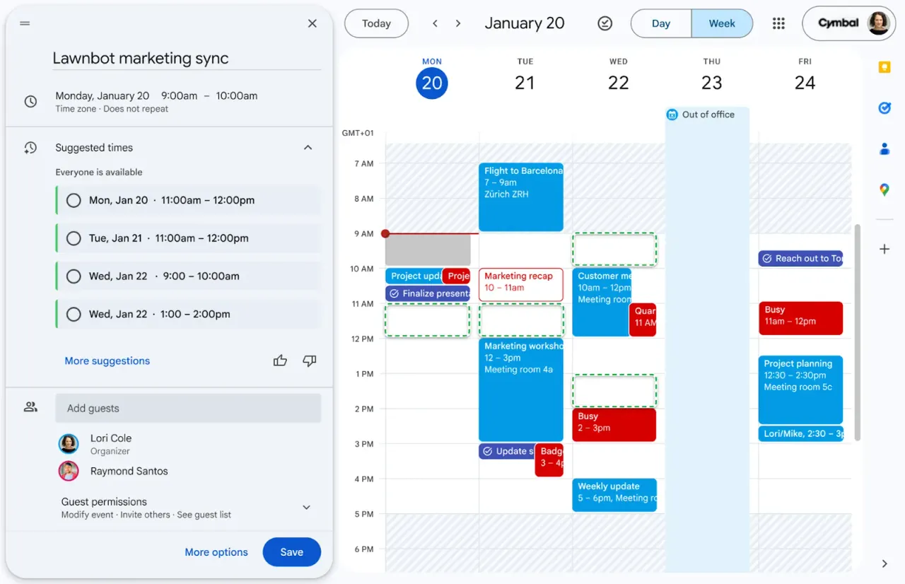 Google Gemini trên điện thoại đang tóm tắt Gmail và tạo sự kiện lịch