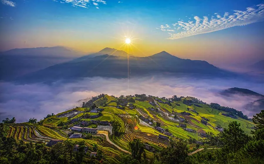 Bình minh trên ruộng bậc thang Hà Giang