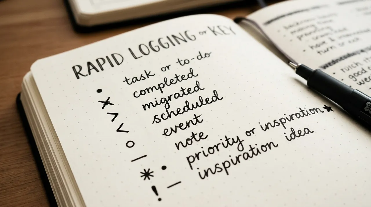 Chi tiết các ký hiệu Rapid Logging trong Bullet Journal