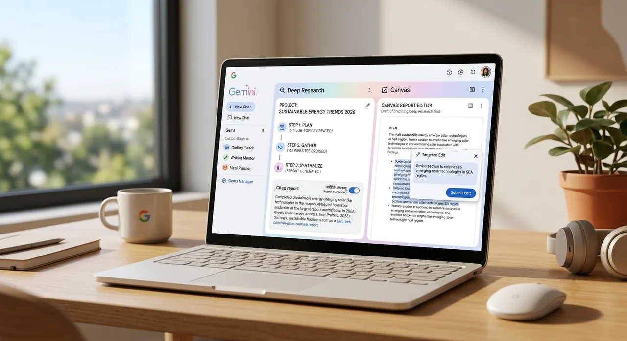 Giao diện Google Gemini với nhiều tính năng trợ lý