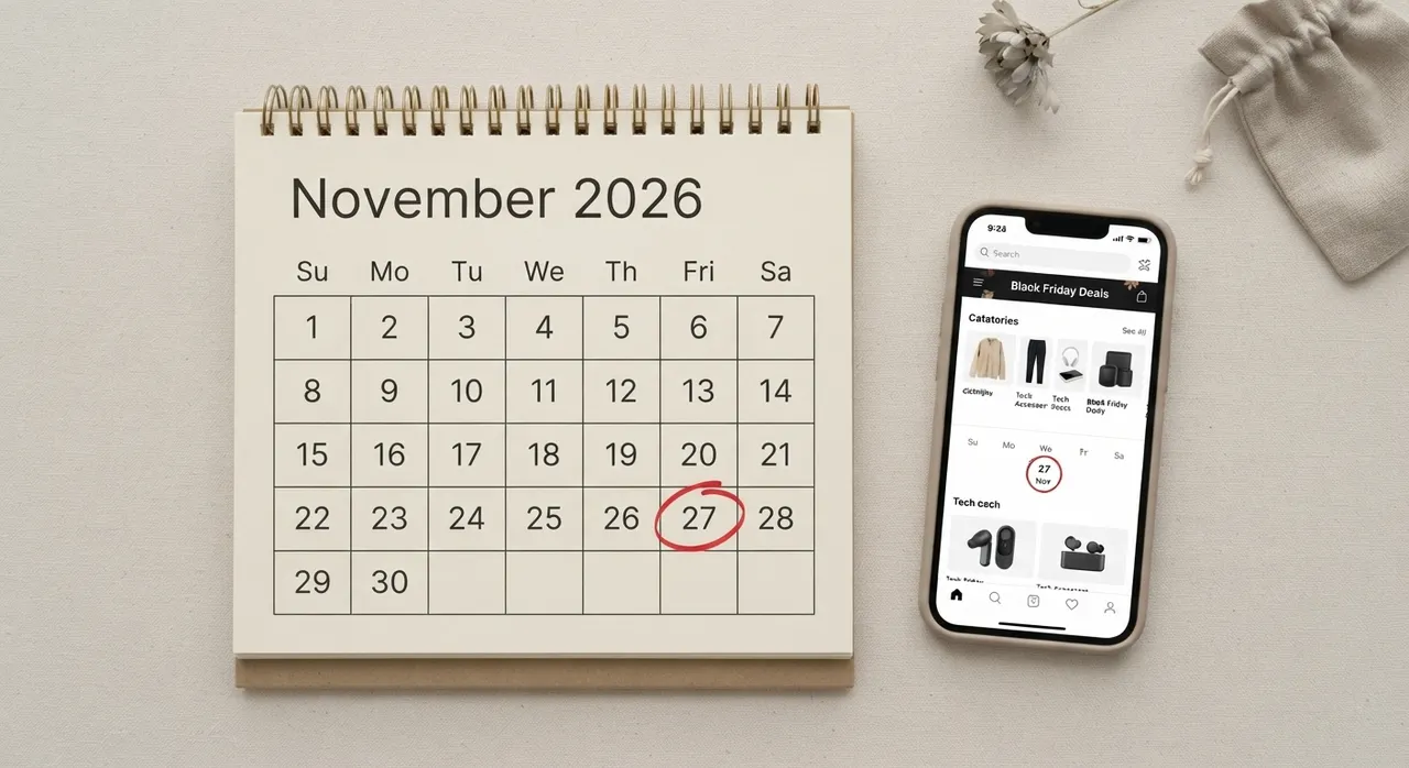 Lịch tháng 11 năm 2026 đánh dấu ngày Black Friday 27/11
