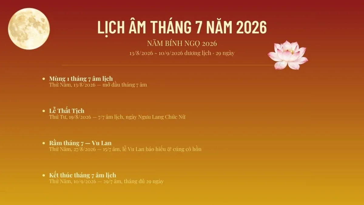 tháng cô hồn 2026 bắt đầu từ 13/8 dương lịch