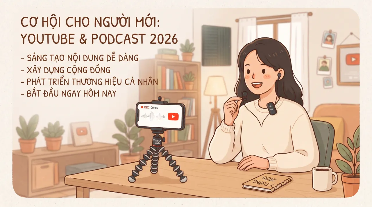 Người mới quay video bằng điện thoại và mic cài áo tại nhà năm 2026