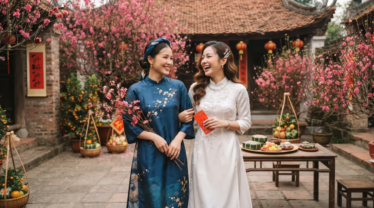 trang phục đón Tết hợp màu tuổi Đinh Mùi 2027