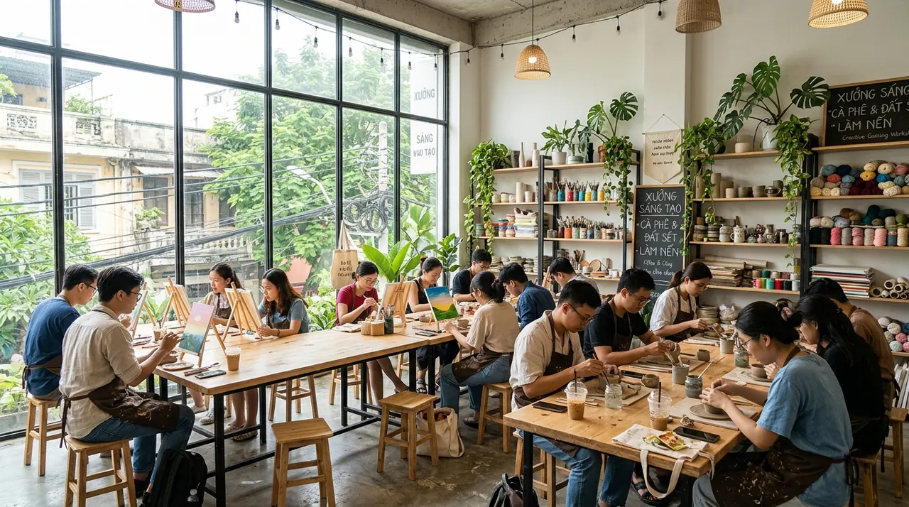Không gian workshop hiện đại tại một thành phố lớn ở Việt Nam