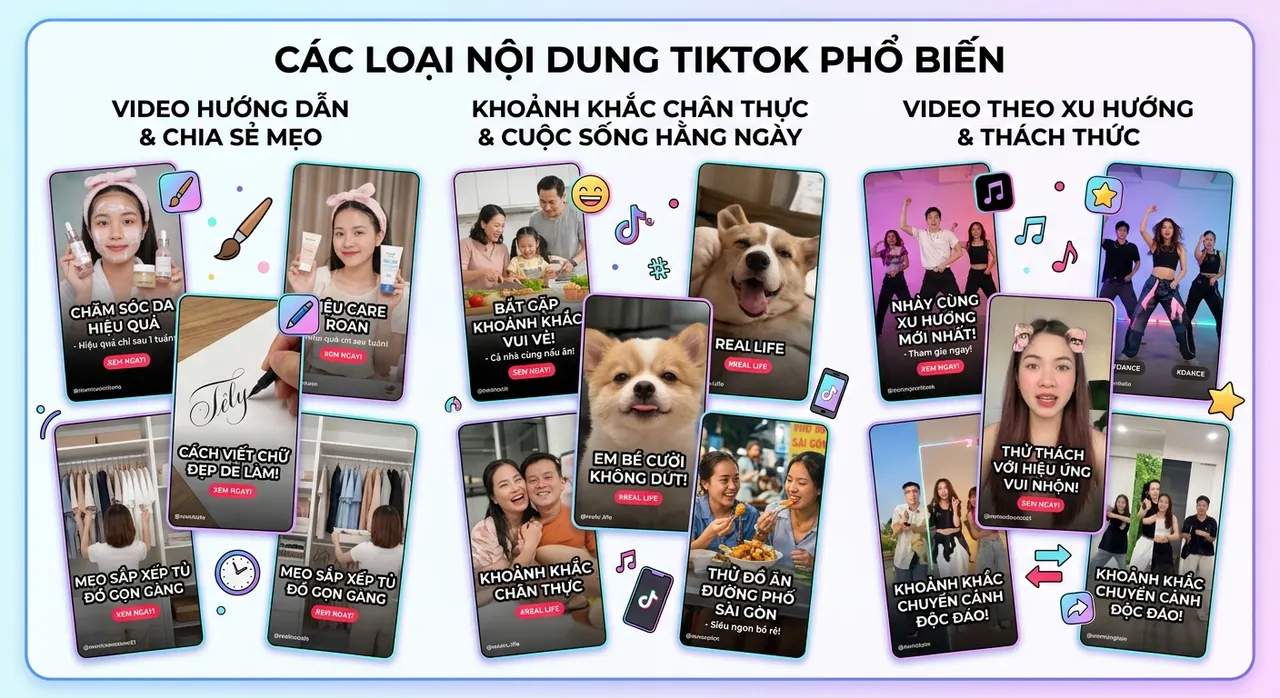 Tổng hợp các loại nội dung được yêu thích trên TikTok 2026