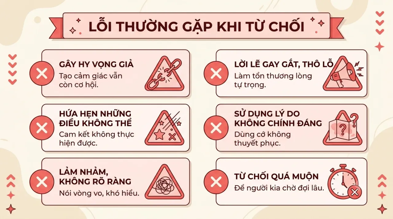 Danh sách các sai lầm thường gặp khi từ chối hẹn hò