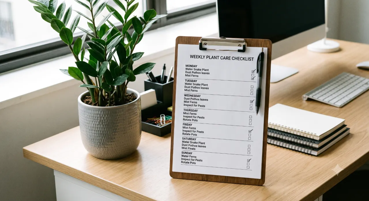 Checklist chăm sóc cây văn phòng hàng tuần
