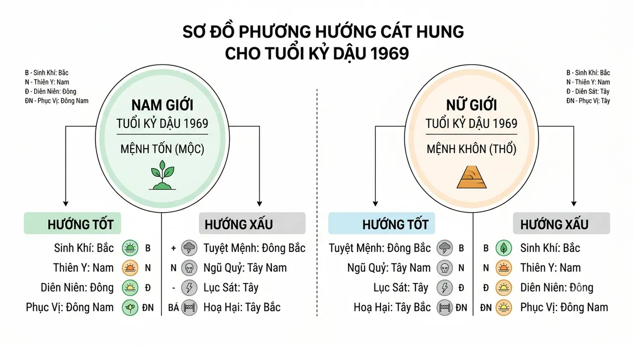 Hướng nhà hợp phong thủy tuổi Kỷ Dậu