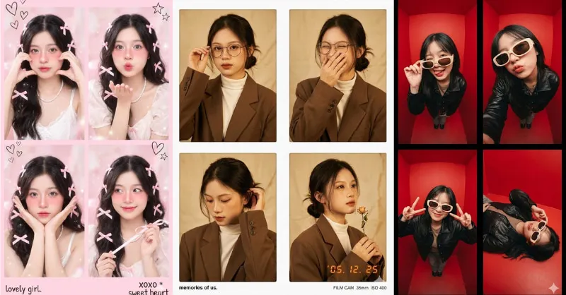 Dải ảnh photobooth sticker 4 khung với nhiều biểu cảm