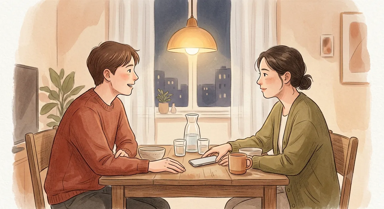 Một người đặt điện thoại xuống và lắng nghe người kia nói chuyện