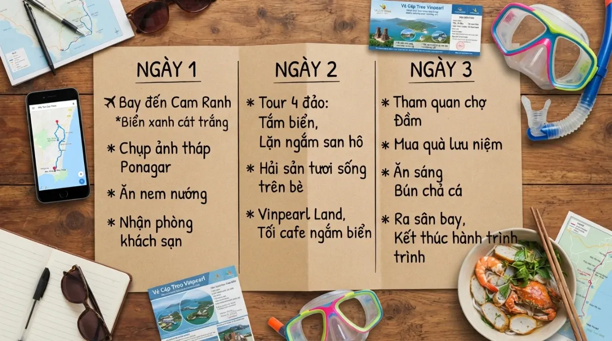 Lịch trình Nha Trang 3 ngày 2 đêm với vé tàu và đồ lặn